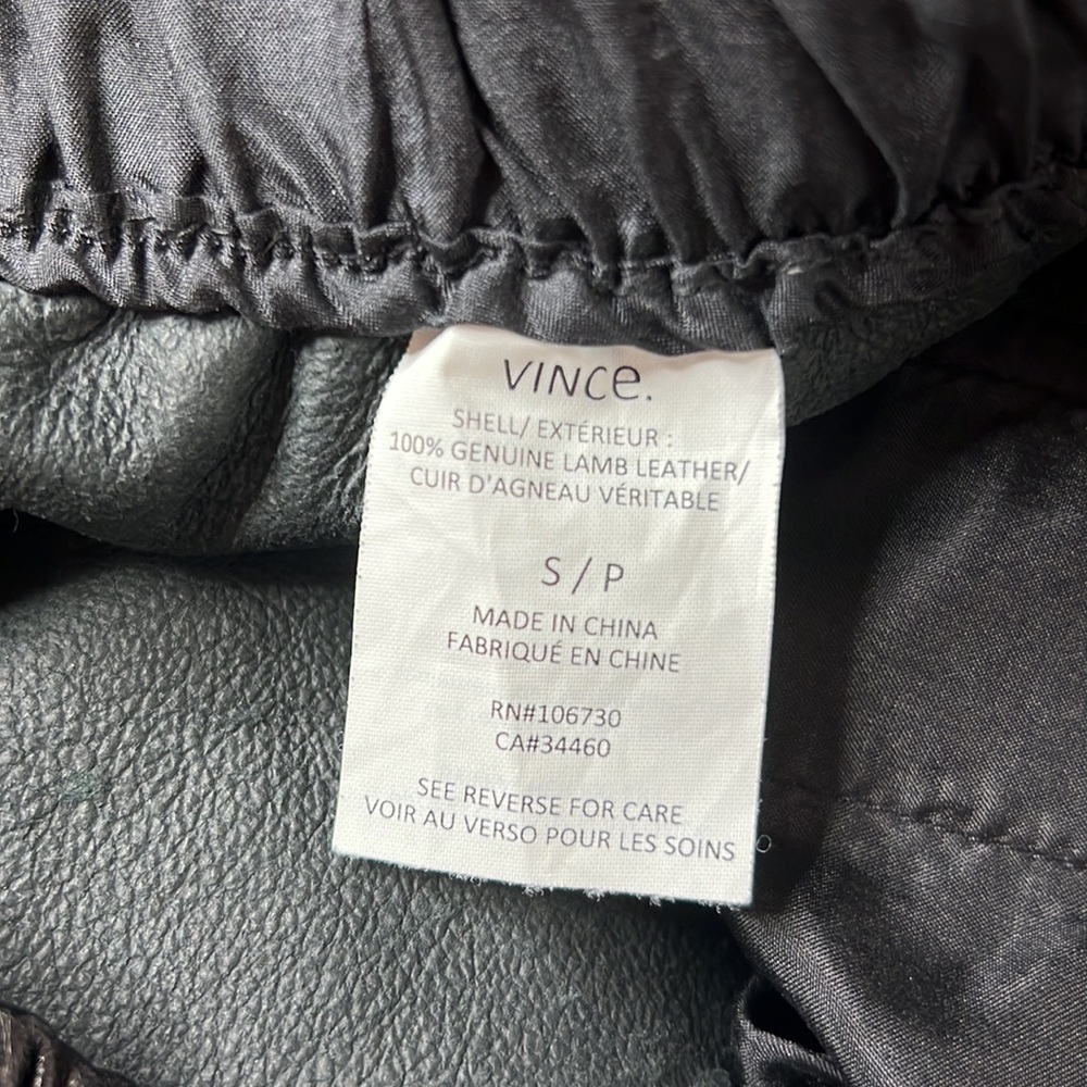 VINCE Black Leather Relaxed Elastic Waist Jogging Pants S - Picture 12 of 16